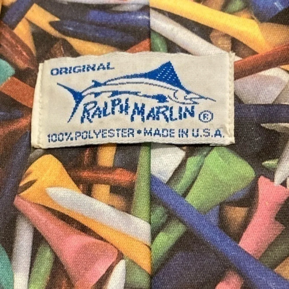 Ralph Marlin Golf Tee Tie Mens Necktie Blue Golfer Gift Vintage